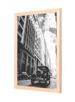 LOWHA Cars On The Road Wooden Frame Wall Art Grey 33 x 43cm 