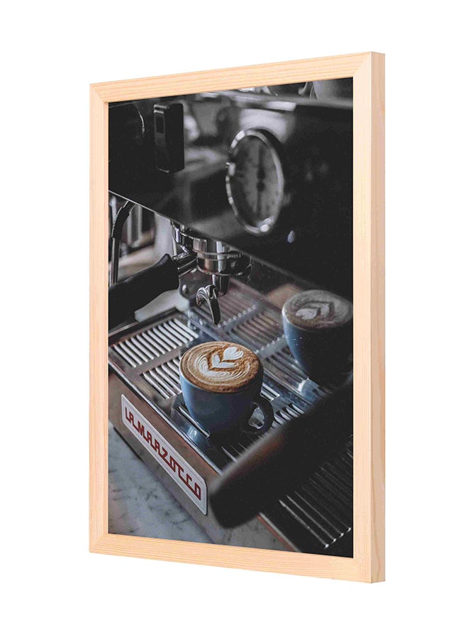 لوحة جدارية مطبوعة مع إطار خشبي تمثل ماكينة صنع قهوة لاتيه لامارزوكو متعدد الألوان 33x43سم