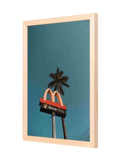 LOWHA Mcdonald Drive Thru Old Road Signage Wooden Frame Wall Art Multicolour 33 x 43cm 