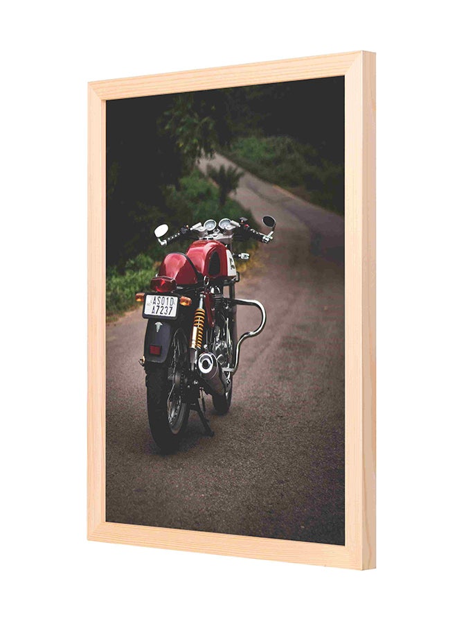 LOWHA Wooden Frame Motorcycle Parked On Road Wall Art Multicolour 33x43cm 