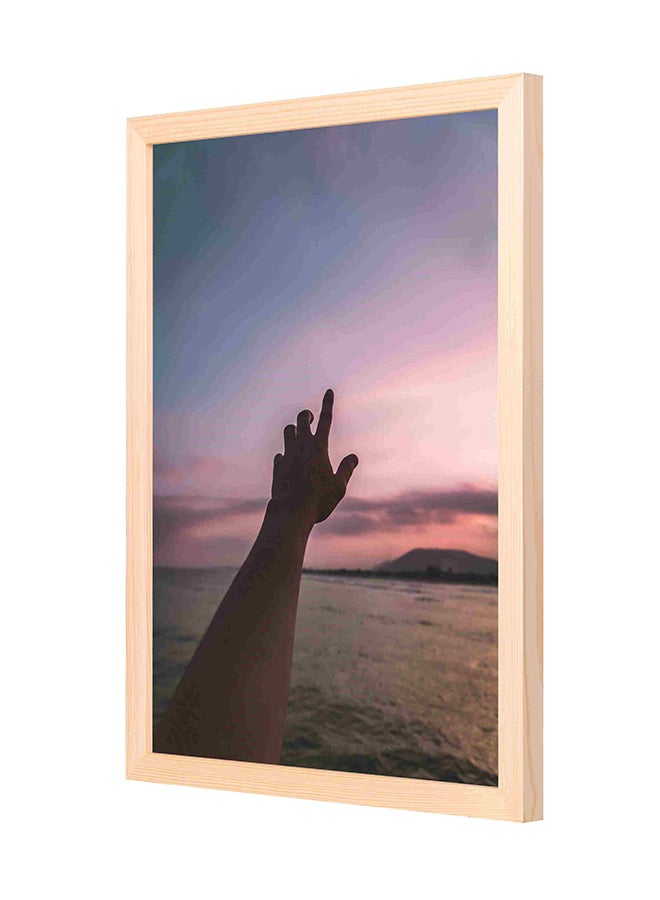 LOWHA Sea With Hand Wooden Frame Wall Art Painting Multicolour 33x43cm