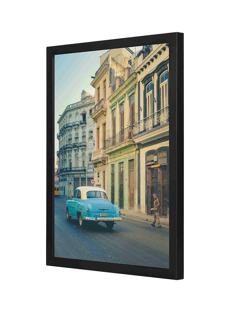 LOWHA Old Car On The Road Wooden Frame Wall Art Multicolour 33 x 43cm  - Image 1