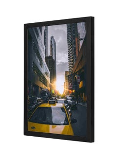 LOWHA Cars On Asphalt Road Wooden Frame Wall Art Painting Multicolour 33x43cm  - Image 1