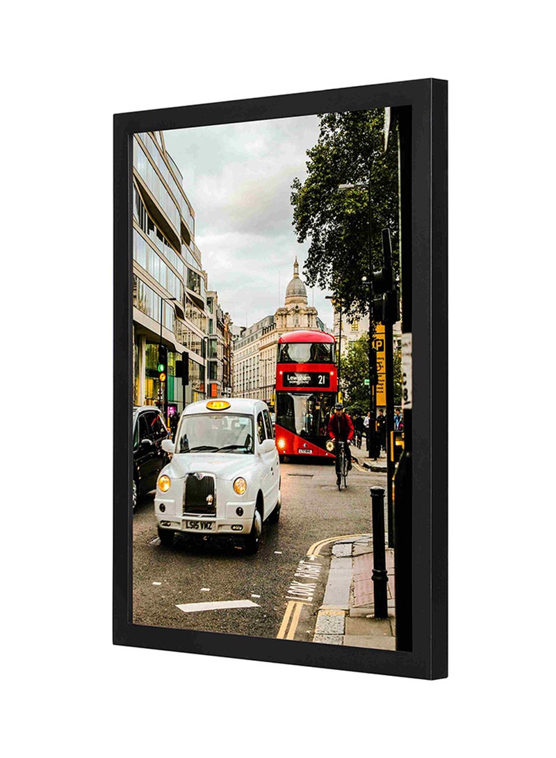 LOWHA Vehicle Travelling On Road Wooden Framed Wall Art Painting Multicolour 33 x 43cm  - Image 1