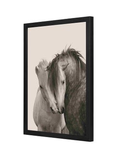LOWHA Two Horses Together Wooden Frame Wall Art Multicolour 33 x 43cm  - Image 1
