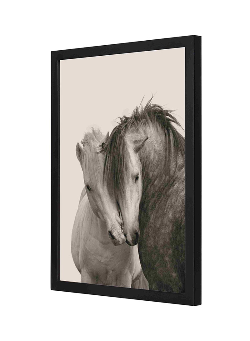 LOWHA Two Horses Together Wooden Frame Wall Art Multicolour 33 x 43cm  - Image 1