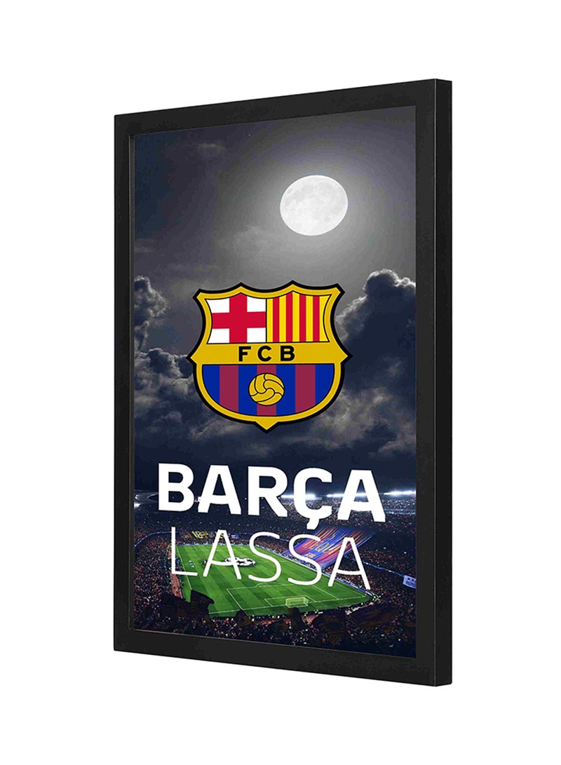 LOWHA Barca Wooden Framed Wall Art Painting Black/Yellow 33x43centimeter - Image 1