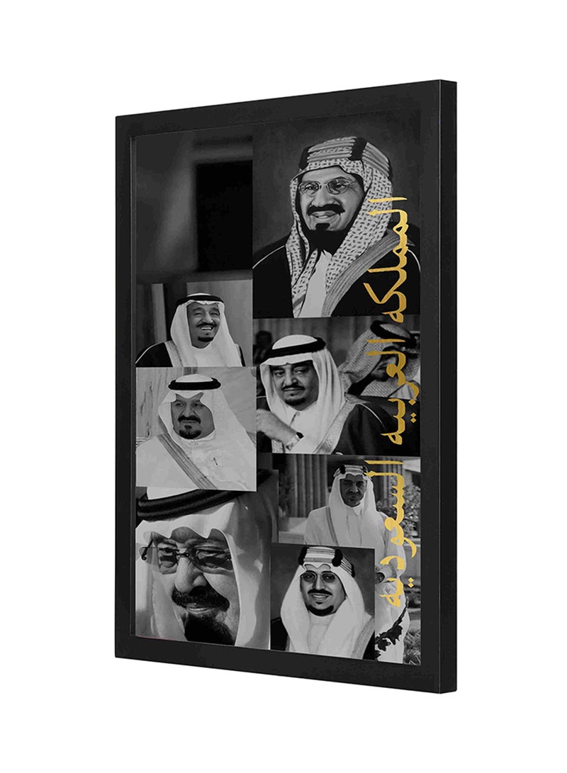 LOWHA - Kings Of Saudi Arabia Wooden Frame Wall Art Painting Multicolour 33x43cm - Image 1