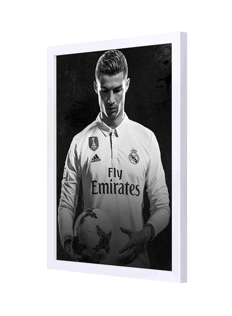 LOWHA Ronaldo Wooden Framed Wall Art Painting Black/White 33 x 43centimeter - Image 1