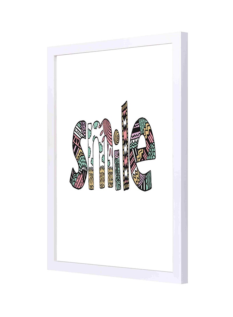 LOWHA Smile Wooden Framed Wall Art Painting White/Black/Pink 33 x 43cm - Image 1