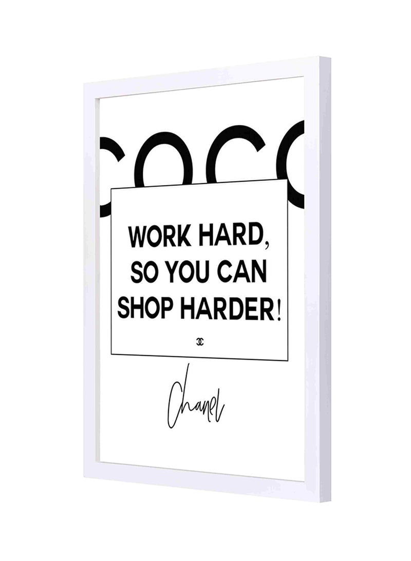 لوحة فنية لديكور الحائط بإطار خشبي مطبوعة بعبارة مقتبسة عن العمل الشاق أبيض/ أسود 33x43سم - Image 1