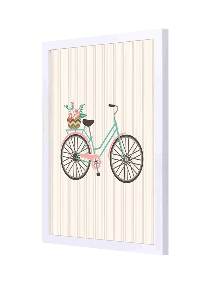 LOWHA Cute Bike Wooden Frame Wall Art Multicolour 33 x 43cm  - Image 1