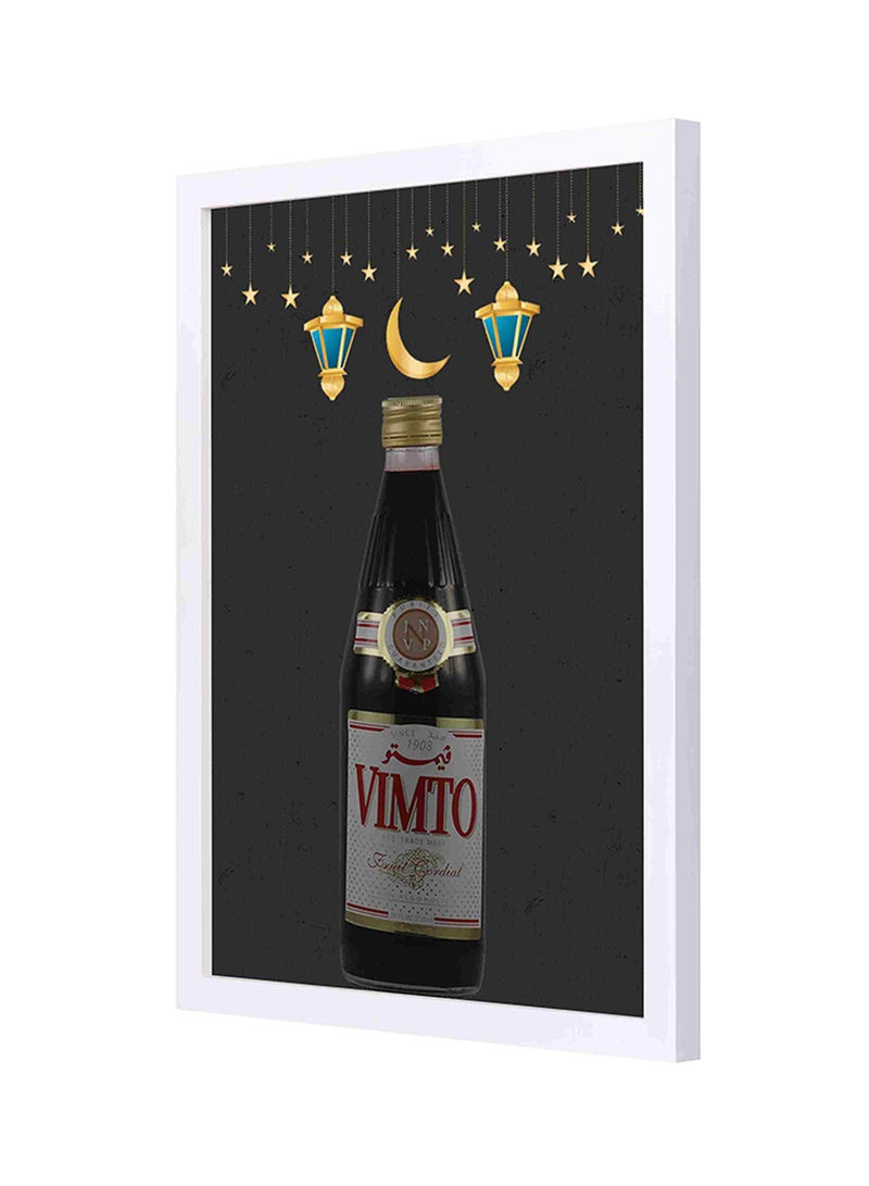 لوحة فنية بتصميم زجاجة فيمتو بإطار خشبي متعدد الألوان 33x43سم - Image 1