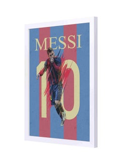 Messi Number 10 Wooden Frame Wall Art Painting Multicolour 33x43centimeter