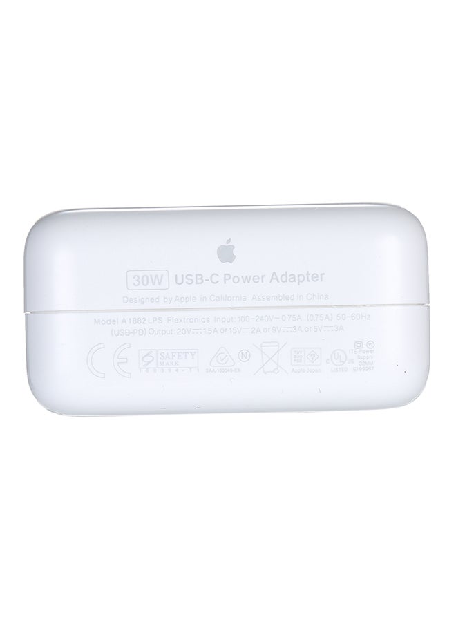 Generic - 30W USB-C Power Adapter Compatible with Apple Macbook White - Image 1