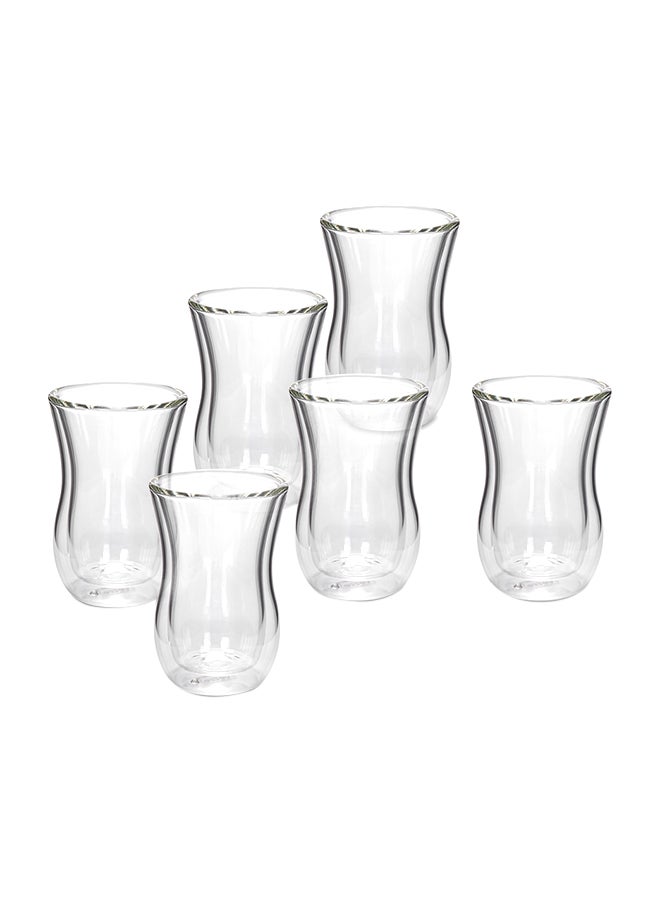 Dallaty 6-Piece Double Walled Arabic Cups set Clear 100ml 