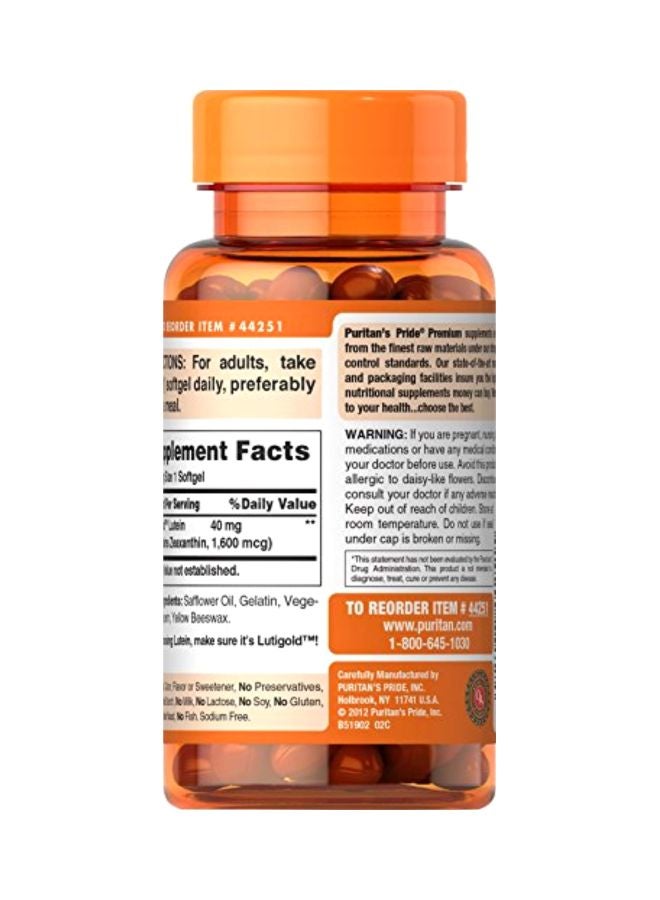 Puritan's Pride - Lutein Dietary Supplement 40 mg - 60 SoftGels - Image 1