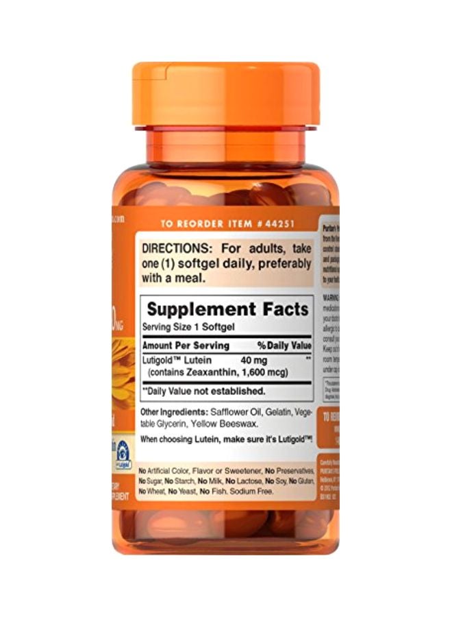 Puritan's Pride - Lutein Dietary Supplement 40 mg - 60 SoftGels - Image 1
