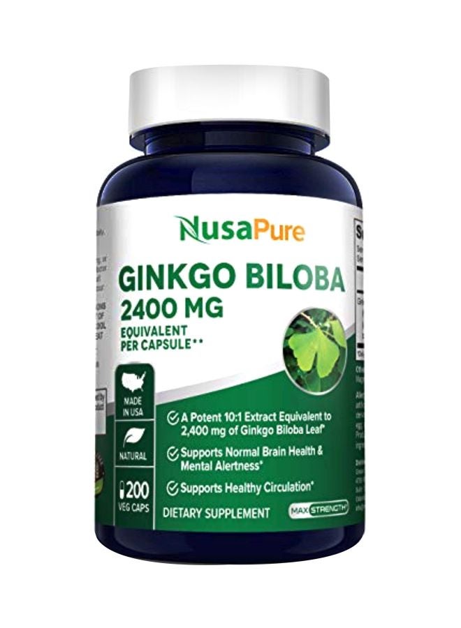 NusaPure - Ginkgo Biloba Dietary Supplement 2400mg - 200 Capsules - Image 1