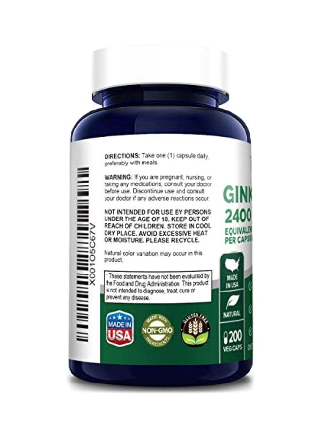 NusaPure - Ginkgo Biloba Dietary Supplement 2400mg - 200 Capsules - Image 1