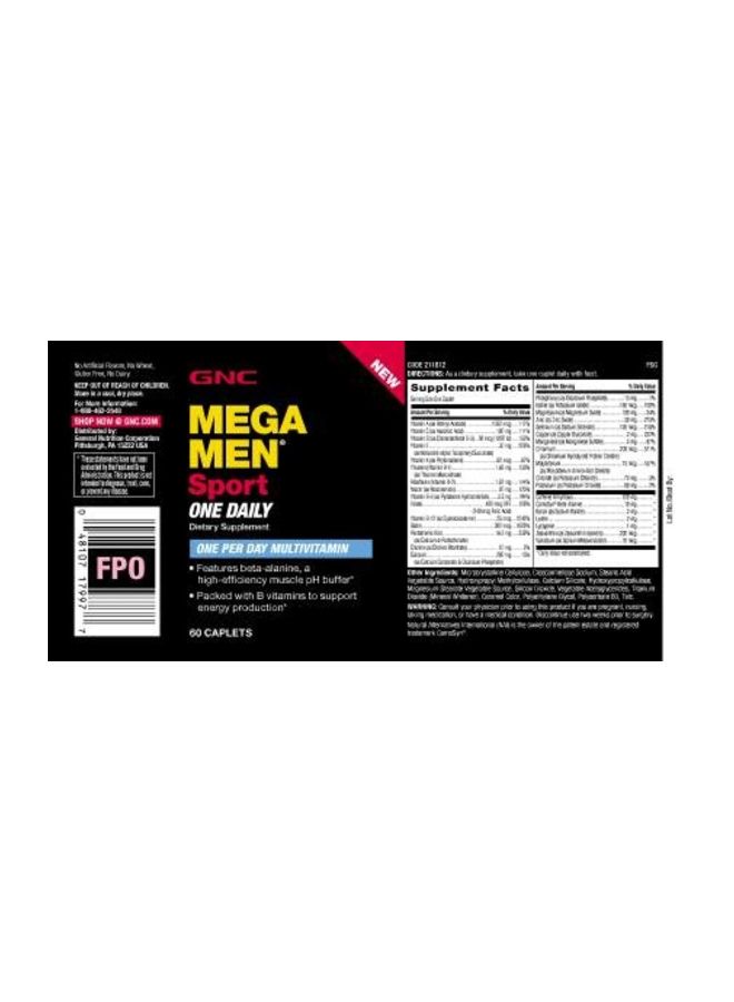 GNC Mega Sport Dietary Supplement - 60 Caplets - Image 2