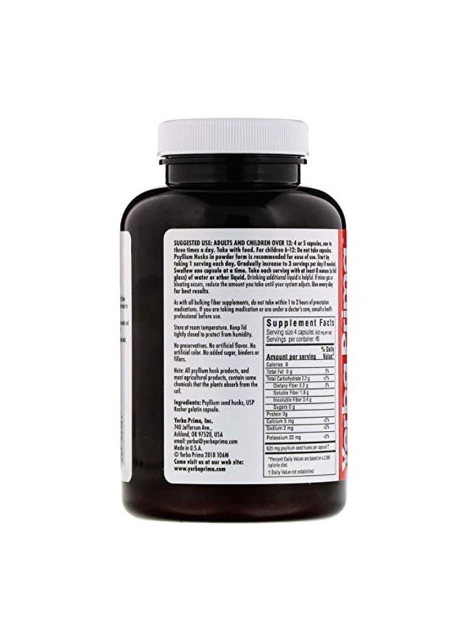 Yerba Prima Psyllium Husks Caps Dietary Supplement 625mg - 180 Capsules - Image 2