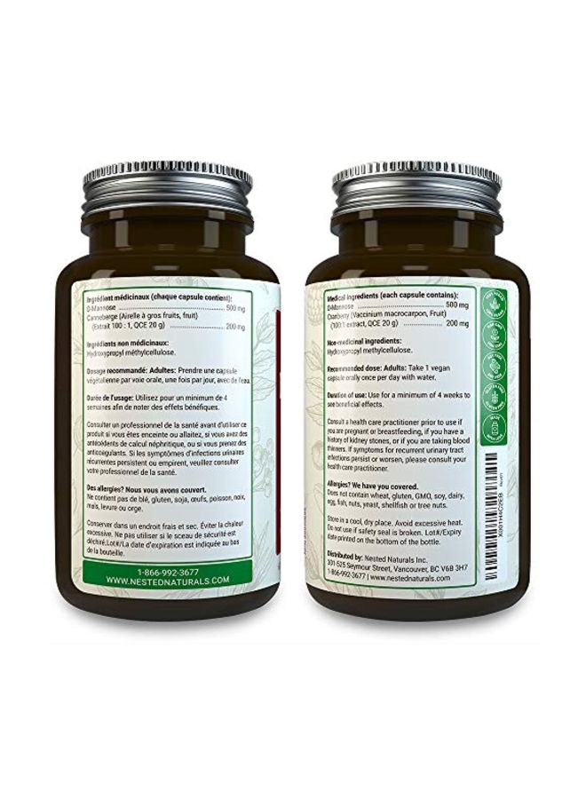 Nested Naturals D-Mannos Potent Cranberry Extract 500mg Dietary Supplement - 60 Vegan Capsules - Image 2