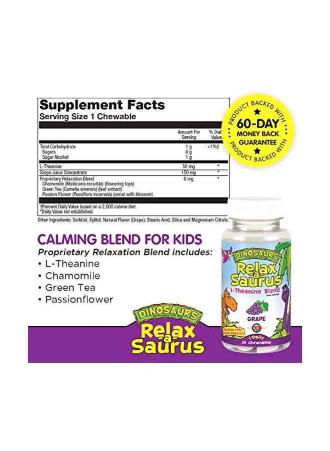 KAL Relax-A-Saurus Dietary Supplement - Grape - 30 Chewables - Image 2