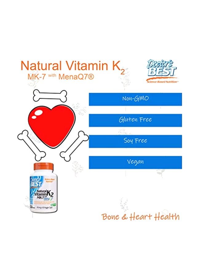Doctor's BEST Vitamin K2 MK-7 With MenaQ7 Dietary Supplement 45mcg - 60 Veg Capsules - Image 5