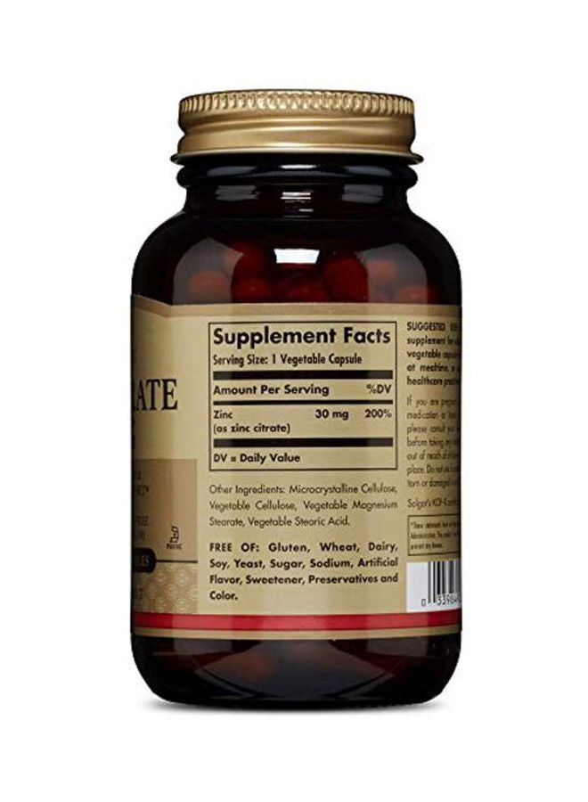 Solgar Zinc Citrate Dietary Supplement 30 mg -100 Capsules - Image 2