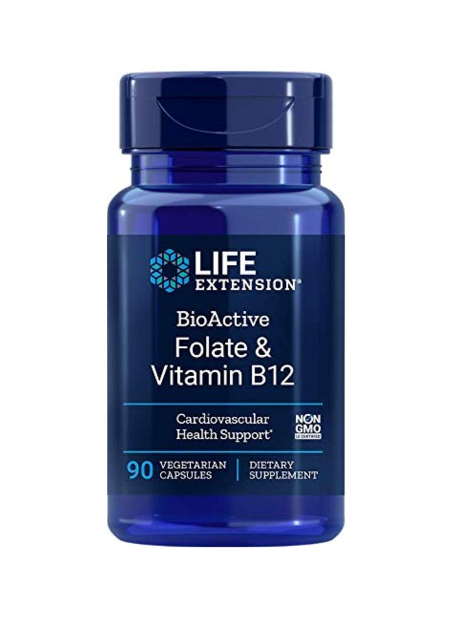 Life Extension Folate And Vitamin B12 Dietary Supplement - 90 Capsules - Image 1