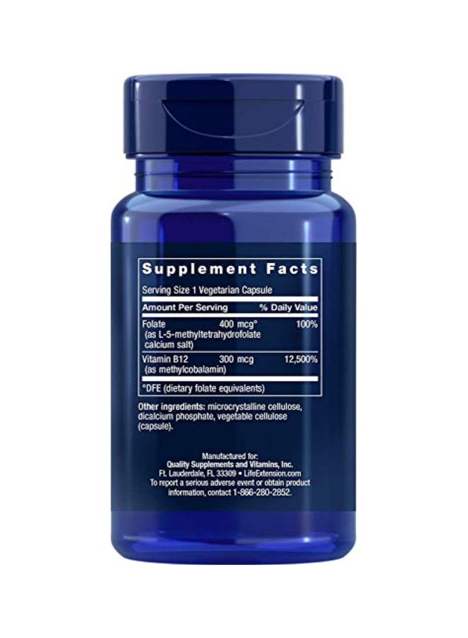 Life Extension Folate And Vitamin B12 Dietary Supplement - 90 Capsules - Image 3