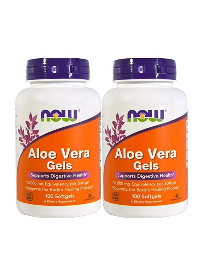 Now Foods Pack Of 2 Aloe Vera Gel Dietary Supplement - 100 Softgel 