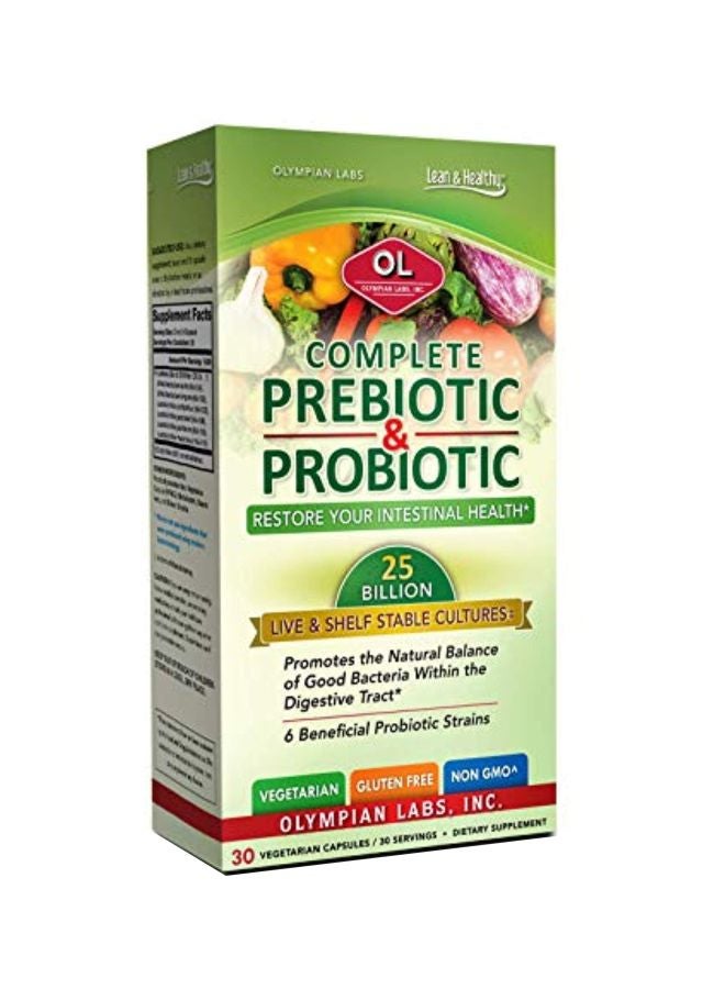 Olympian Labs Complete Prebiotic And Probiotic Dietary Supplement - 30 Capsules
