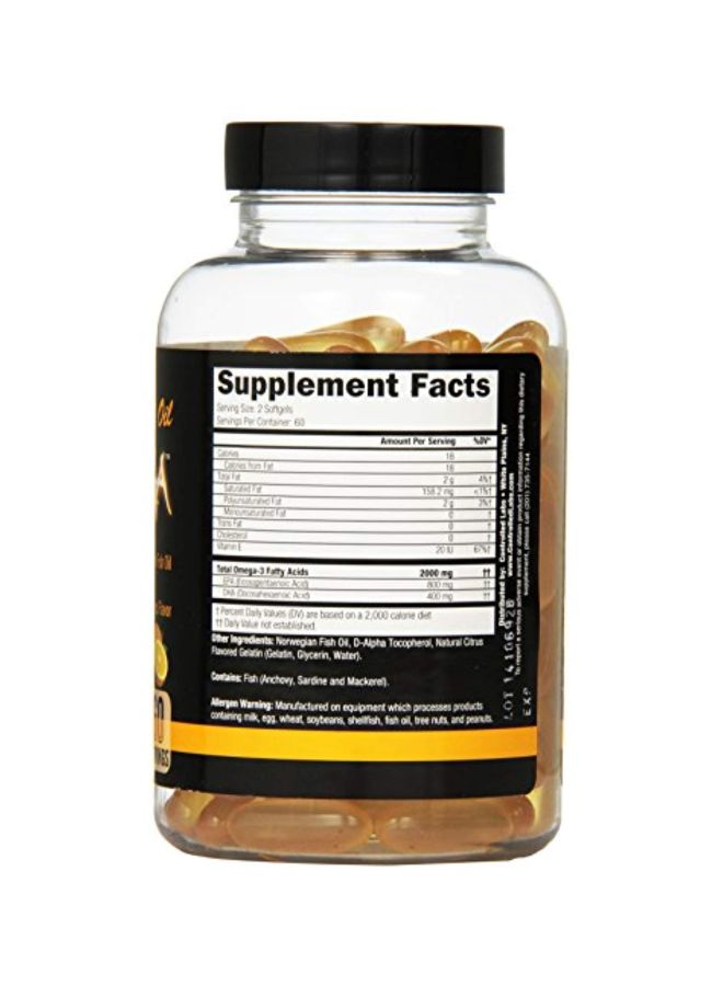 كنترولد لابس مكمل غذائي بزيت السمك أورانج أوكسي ميجا بنكهة زهور الحمضيات، 120 كبسولة هلامية لينة - Image 3