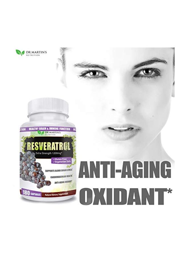 DR. MARTIN'S NUTRITION Resveratrol Extra Strength Supplement 1200mg - 180 Capsules - Image 3