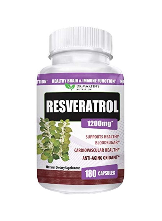 DR. MARTIN'S NUTRITION Resveratrol Extra Strength Supplement 1200mg - 180 Capsules - Image 1