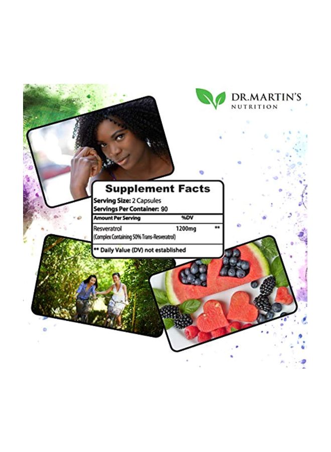DR. MARTIN'S NUTRITION Resveratrol Extra Strength Supplement 1200mg - 180 Capsules - Image 5