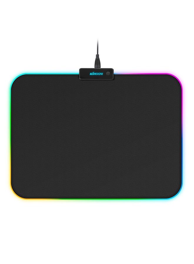 كيه كيه مون لوحة ماوس ألعاب ناعمة مضادة للانزلاق ومزودة بإضاءة متعددة الألوان RGB مع حافة قفل أسود - Image 3