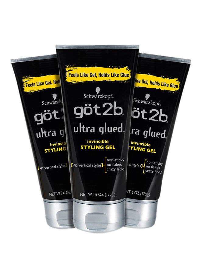 Got2b Pack Of 3 Ultra Glued Invincible Styling Hair Gel 3 x 170grams - Image 1