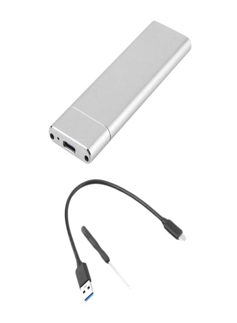 SSD Type-C Converter Enclosure Case With Screw Driver And Cable Silver/Black