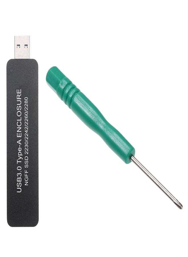 NGFF SSD Type-A Enclosure With Screw Driver Black/Silver/Green - Image 1