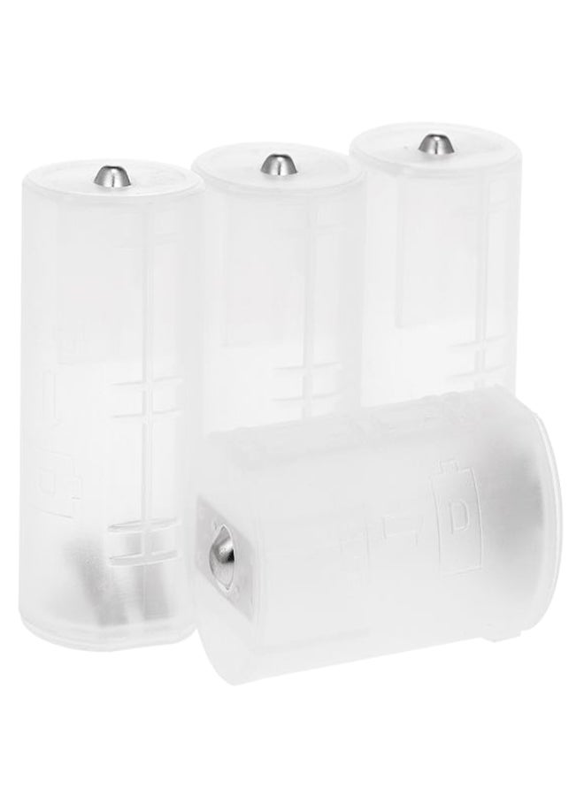 4-Piece 2AA To D Battery Converter Case Set Clear - Image 1