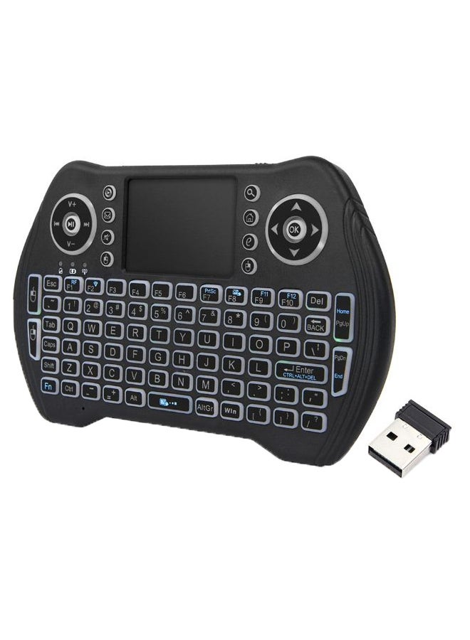 لوحة مفاتيح لاسلكية مع ماوس بلوحة لمس وجهاز استقبال USB أسود - Image 1