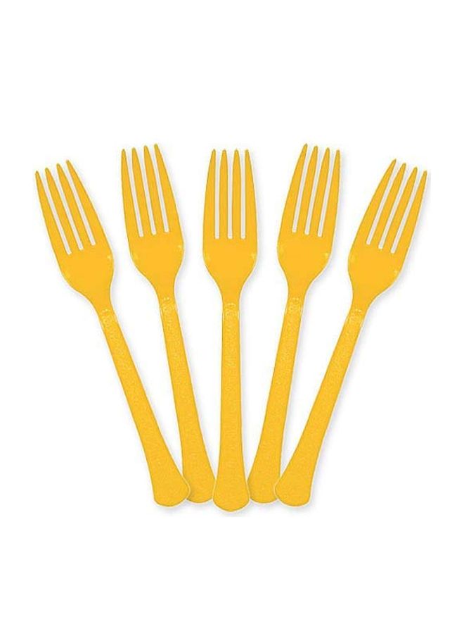 Amscan 20-Piece Reusable Fork Set Yellow Sunshine 10x5.7x1.1inch - Image 2