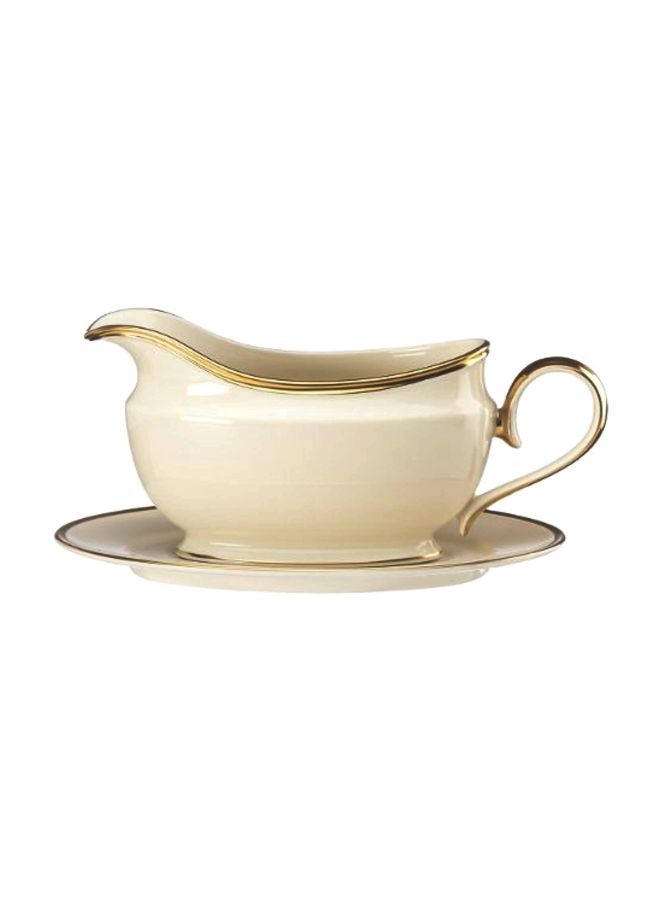 LENOX - 2-Piece Eternal Sauce Boat And Stand Set White/Gold - Image 1