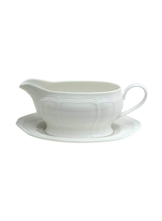 Mikasa 2-Piece Porcelain Gravy Boat With Saucer Set White  - Image 1