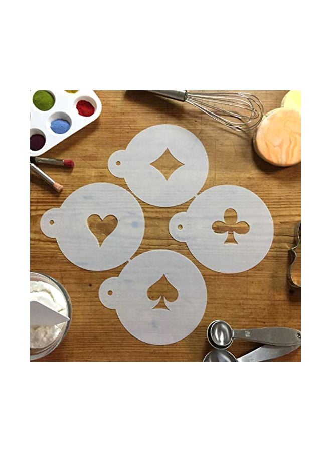 Designer Stencils - 4-Piece Card Suit Cookie Stencil White - Image 1