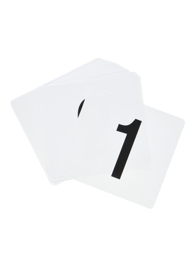 New Star Foodservice 25-Piece Plastic Table Number Card White/Black 4x4inch 