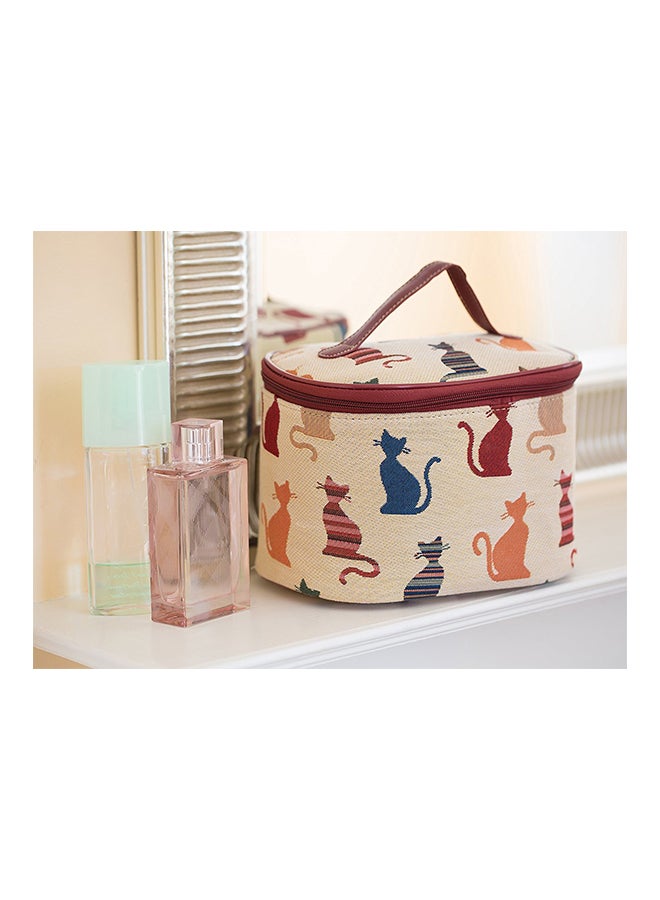 Signare Cheeky Cat Print Round Large Organizer Bag Multicolour - Image 2